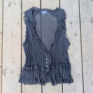 Marc Aurel German Designer Silk Ruffled Vest - Size 38